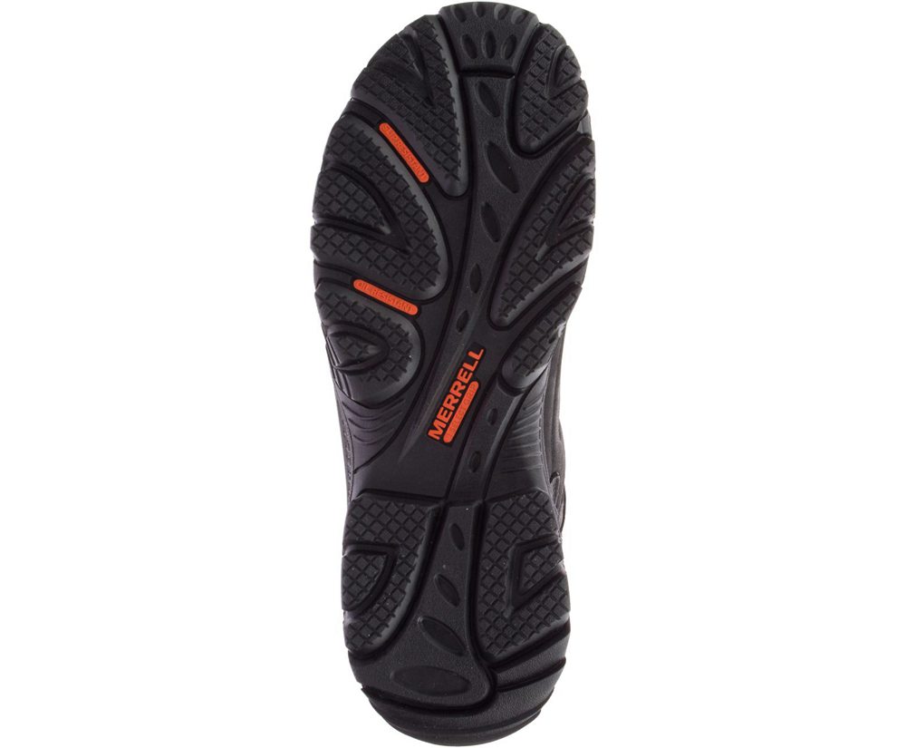 Merrell Work Boots Black - Strongfield Leather 6\" Waterproof Comp Toe Wide Width - Mens 53LIBYUCF